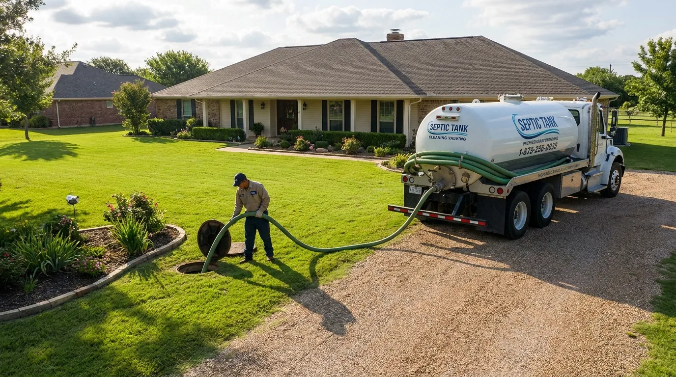 Septic tank being cleaned at a Waco property